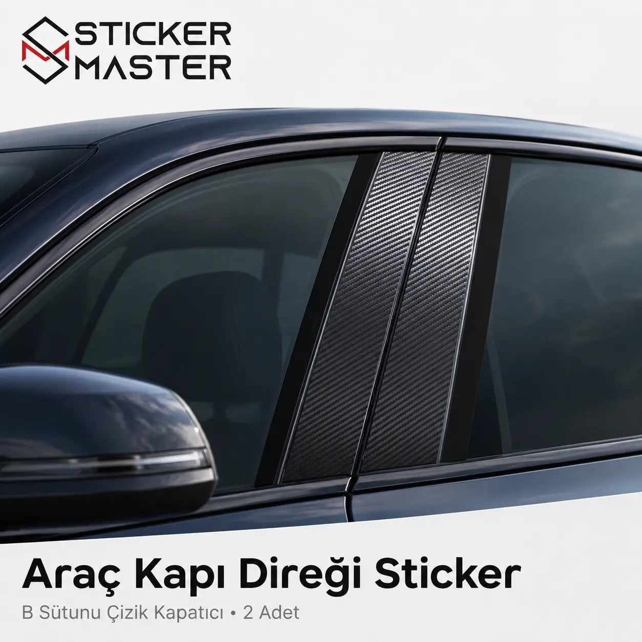 Arac Kapi Diregi Sticker | B Sutunu Cizik Kapatici (2 Adet)