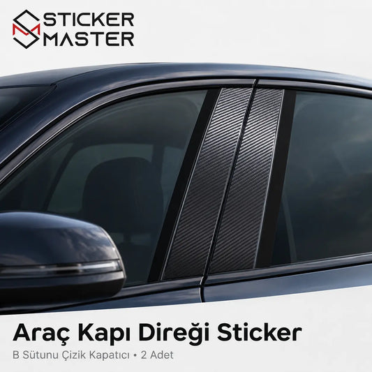 Arac Kapi Diregi Sticker | B Sutunu Cizik Kapatici (2 Adet)