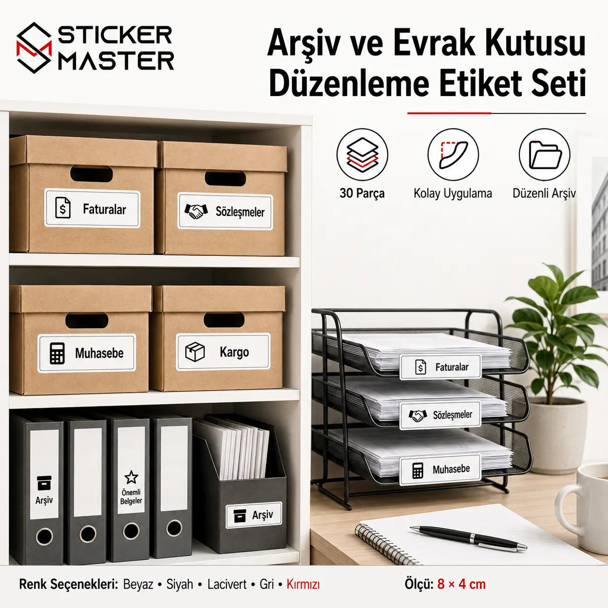 Arsiv ve Evrak Kutusu Duzenleme Etiket Seti detay