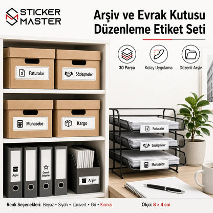 Arsiv ve Evrak Kutusu Duzenleme Etiket Seti detay