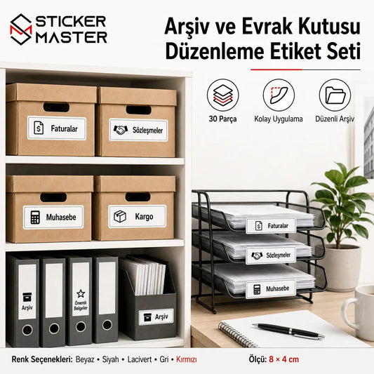 Arsiv ve Evrak Kutusu Duzenleme Etiket Seti detay