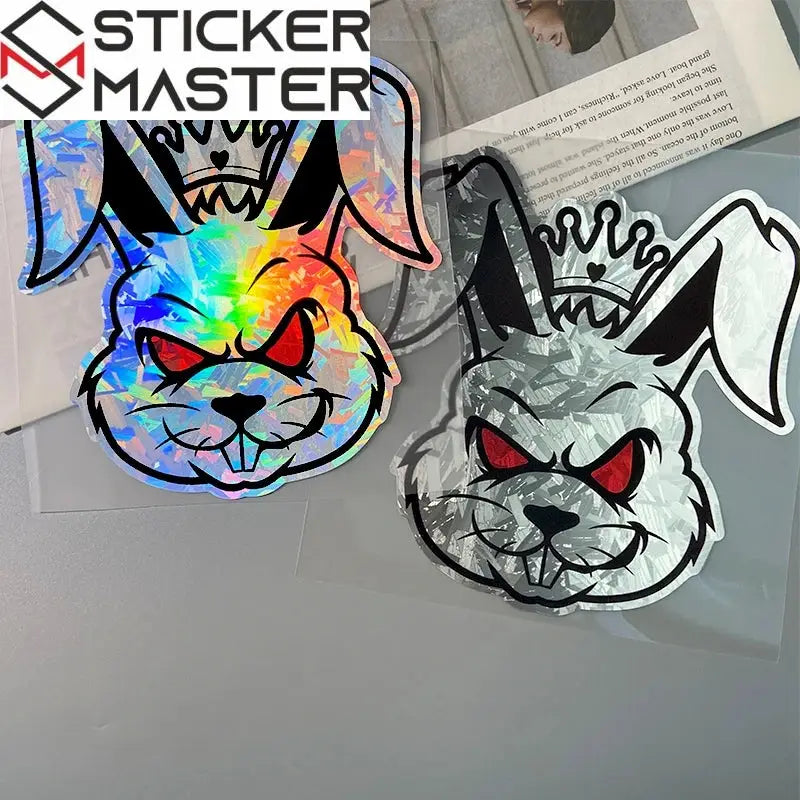 Asi Tavşan Sticker | Kask ve Motor İçin Taçlı Lazer Decal (15x14 cm) Sticker Master
