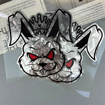 Asi Tavşan Sticker | Kask ve Motor İçin Taçlı Lazer Decal (15x14 cm) Sticker Master