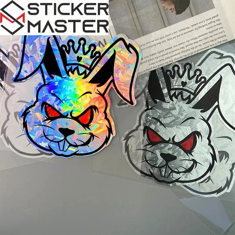 Asi Tavşan Sticker | Kask ve Motor İçin Taçlı Lazer Decal (15x14 cm) Sticker Master