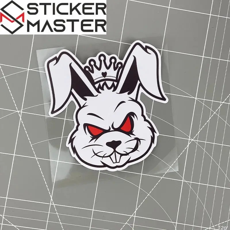 Asi Tavşan Sticker | Kask ve Motor İçin Taçlı Lazer Decal (15x14 cm) Sticker Master