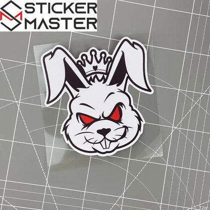 Asi Tavşan Sticker | Kask ve Motor İçin Taçlı Lazer Decal (15x14 cm) Sticker Master