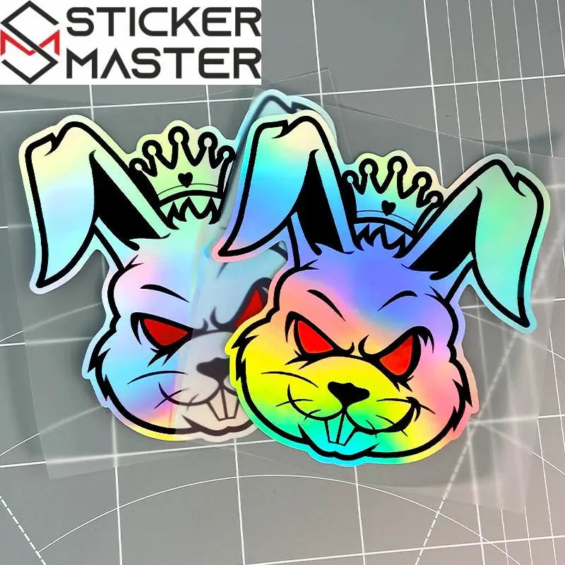 Asi Tavşan Sticker | Kask ve Motor İçin Taçlı Lazer Decal (15x14 cm) Sticker Master