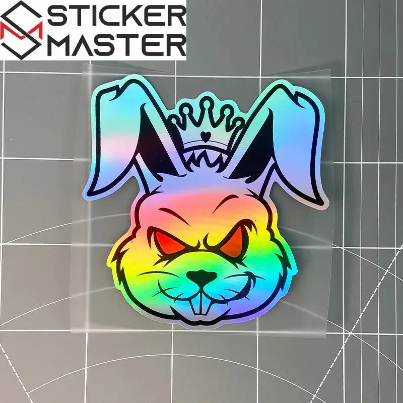 Asi Tavşan Sticker | Kask ve Motor İçin Taçlı Lazer Decal (15x14 cm) Sticker Master