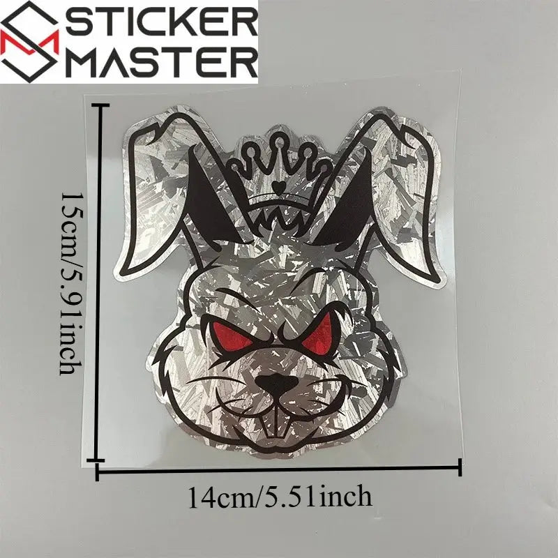 Asi Tavşan Sticker | Kask ve Motor İçin Taçlı Lazer Decal (15x14 cm) Sticker Master