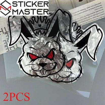 Asi Tavşan Sticker | Kask ve Motor İçin Taçlı Lazer Decal (15x14 cm) Sticker Master