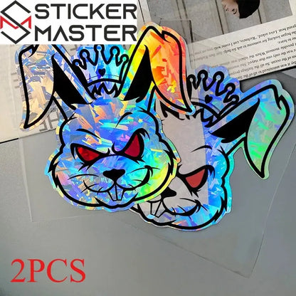 Asi Tavşan Sticker | Kask ve Motor İçin Taçlı Lazer Decal (15x14 cm) Sticker Master