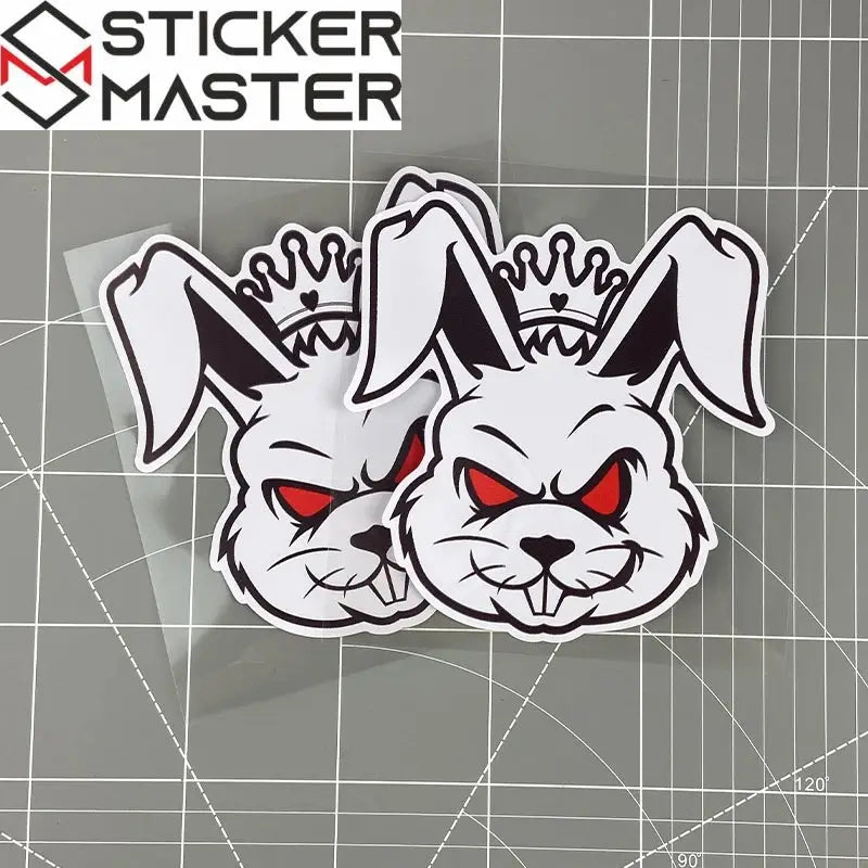 Asi Tavşan Sticker | Kask ve Motor İçin Taçlı Lazer Decal (15x14 cm) Sticker Master