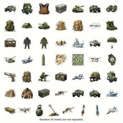50 Adet Askeri Sticker Seti Zeytin Yeşili & Siyah | Sticker Master - Sticker Master