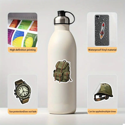 50 Adet Askeri Sticker Seti Zeytin Yeşili & Siyah | Sticker Master - Sticker Master