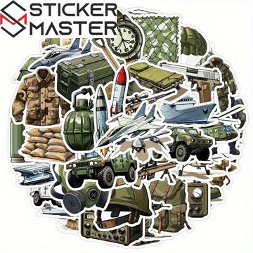 50 Adet Askeri Sticker Seti Zeytin Yeşili & Siyah | Sticker Master - Sticker Master