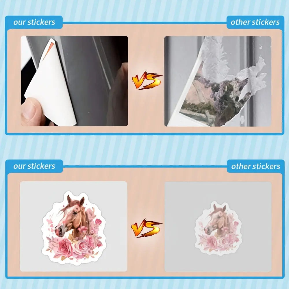 Premium 53'lü Çiçekli At Sticker Seti | Sticker Master - Sticker Master