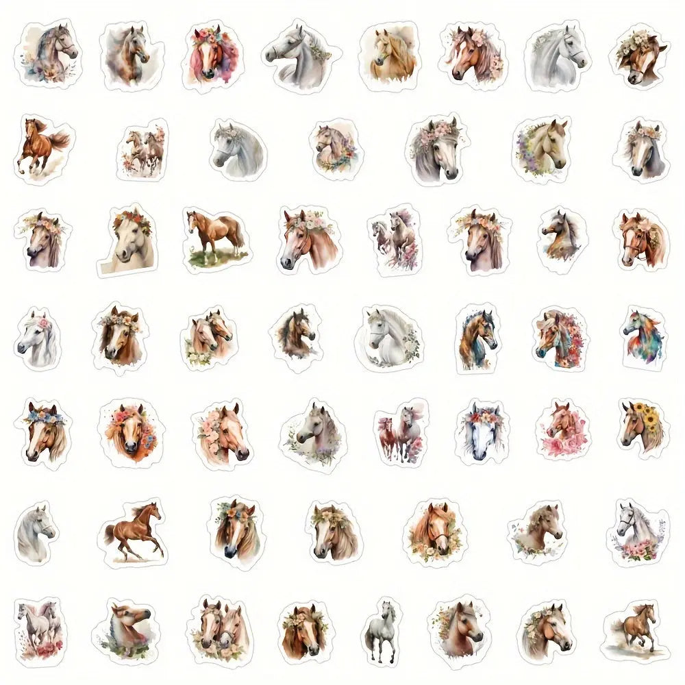 Premium 53'lü Çiçekli At Sticker Seti | Sticker Master - Sticker Master