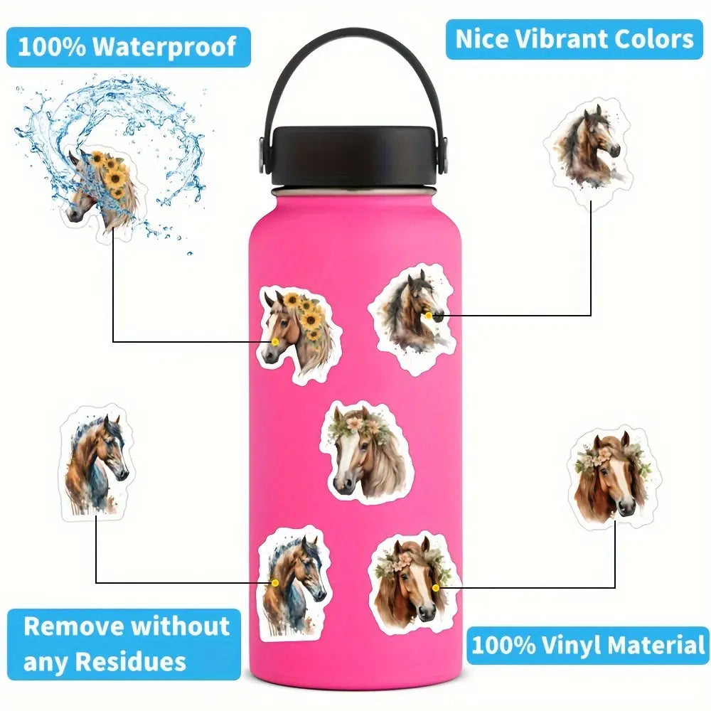 Premium 53'lü Çiçekli At Sticker Seti | Sticker Master - Sticker Master