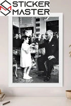 Atatürk Çerçeveli Poster Tablo | Anlamlı Siyah Beyaz Portre | Sticker Master
