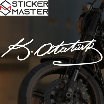 Sticker Master Kemal Atatürk İmzası Sticker Çıkartma (20x6 Cm) - Su Geçirmez & Dayanıklı Vinil Etiket Decal | Motorsiklet, Kask, Laptop, Oto, Araba, Araç Uyumlu - Sticker Master