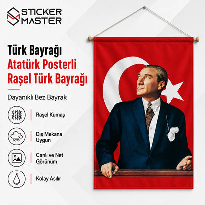 Ataturk Baskili Turk Bayragi + Hediye Ataturk Sticker ads