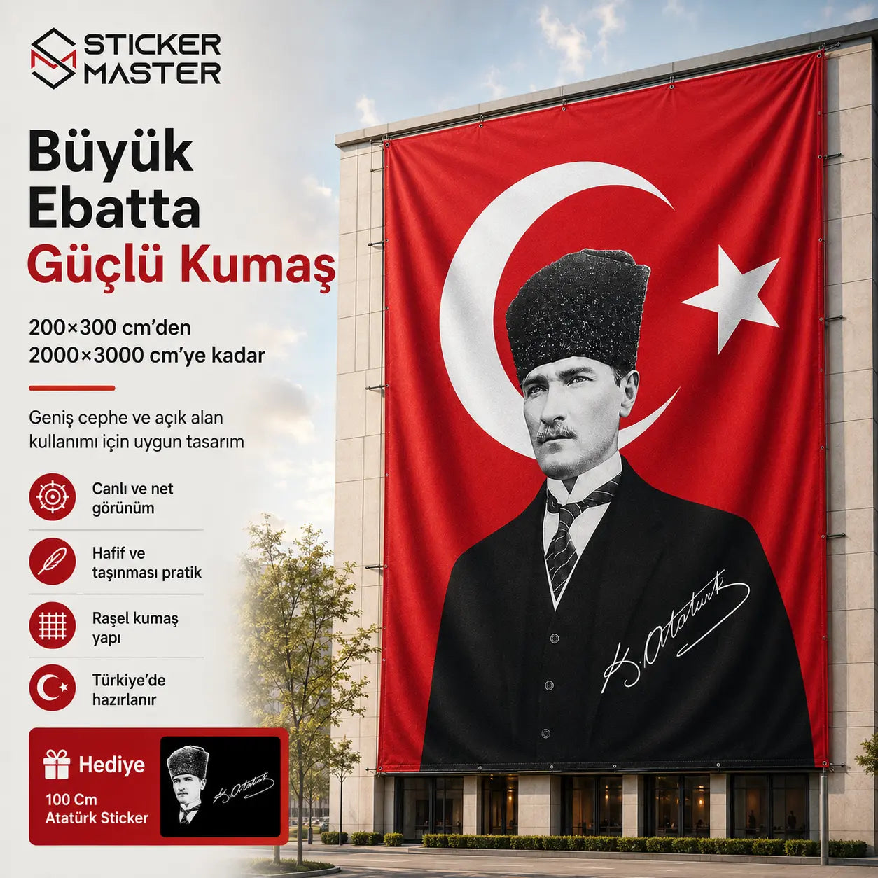 Ataturk Posterli Buyuk Ebat Turk Bayragi – Rasel Kumas ads