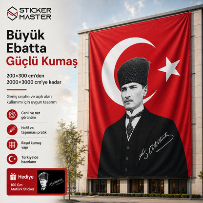 Ataturk Posterli Buyuk Ebat Turk Bayragi – Rasel Kumas ads