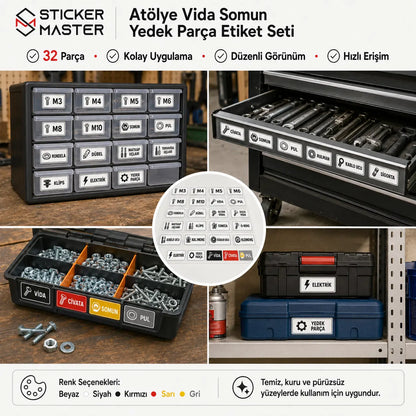 Atolye Vida Somun Yedek Parca Etiket Seti detay