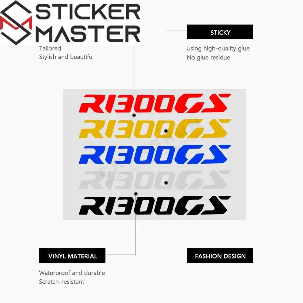 BMW R1300GS Uyumlu Sticker Seti | Su Geçirmez Motosiklet Etiketi 20 cm (2 Adet) Sticker Master