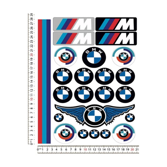 Sticker Master BMW M Mavi Motosiklet Kask Sticker Çıkartma Seti – 25 + Parça, Suya & UV’ye Dayanıklı Vinil