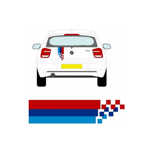 Sticker Master BMW Şerit Sticker – M Renkli Pixel Tarzı Kaput & Bagaj Uyumlu Araç Çıkartması