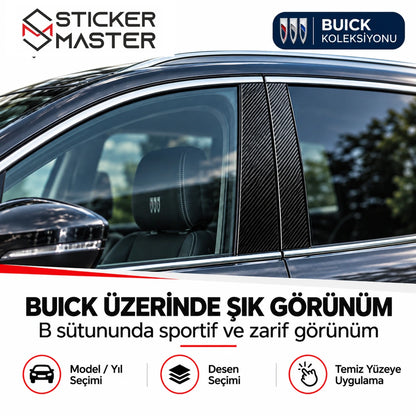 Buick araç üzerinde B sütunu kapı direği sticker uygulama alanı, temsili fotoğraf