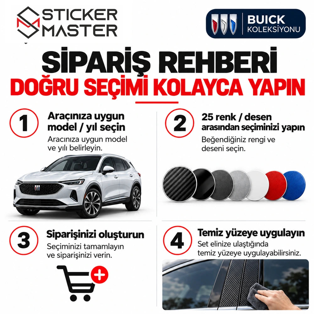 Buick kapı direği sticker sipariş rehberi: model/yıl ve renk/desen seçimi