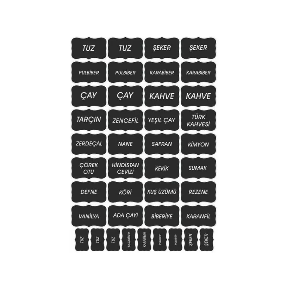 Sticker Master Baharatlık Sticker Seti – 40 Parça Su-&-Yağ Dayanıklı Kavanoz Etiketi - Sticker Master