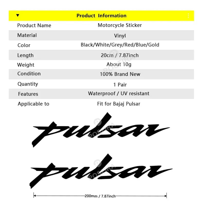 Bajaj Pulsar Sticker NS200 RS200 Logo Seti | Sticker Master - Sticker Master