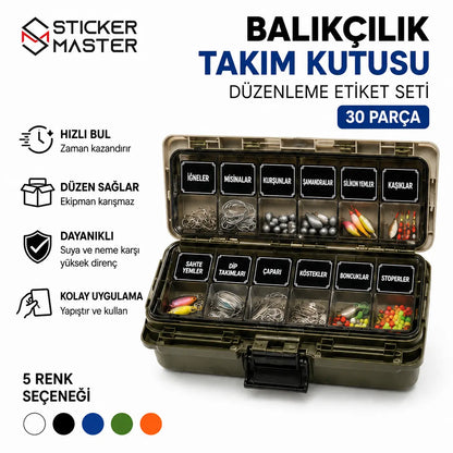Balikcilik Takim Kutusu Duzenleme Etiket Seti 30 Parca
