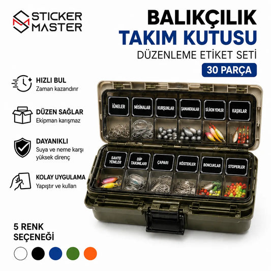 Balikcilik Takim Kutusu Duzenleme Etiket Seti 30 Parca