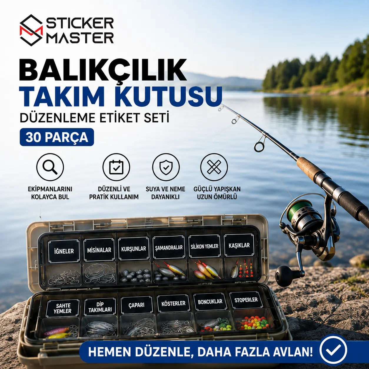 Balikcilik Takim Kutusu Duzenleme Etiket Seti 30 Parca ads