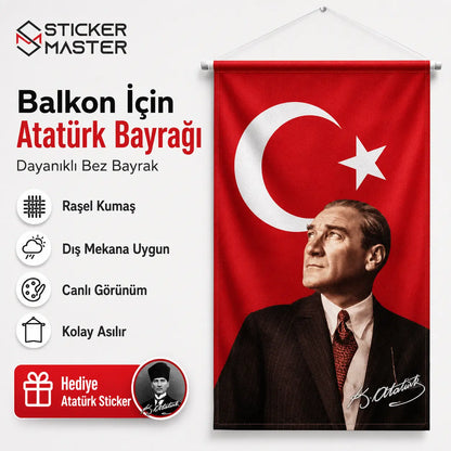Balkon Icin Ataturk Bayragi – Dayanikli Bez Bayrak | Hediye Ataturk Sticker ads