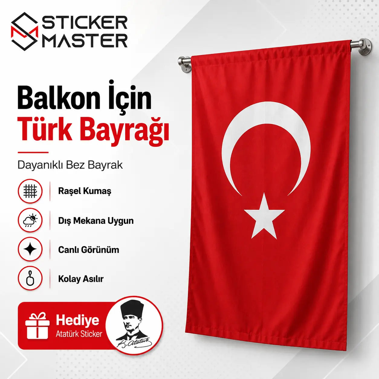 Balkon Icin Turk Bayragi – Dayanikli Bez Bayrak | Hediye Ataturk Sticker ads