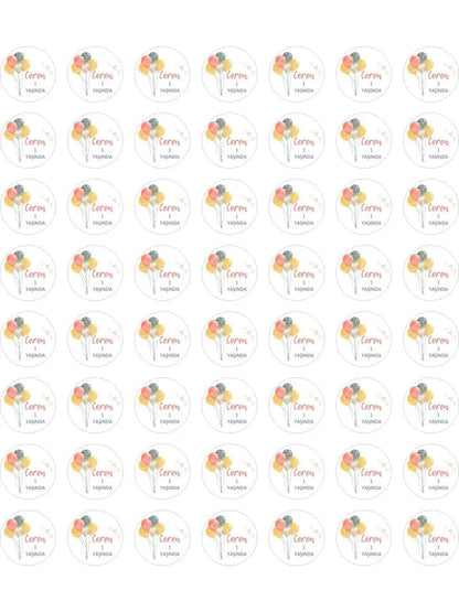 Sticker Master 1 Yaş Balonlu Sticker Balon Etiket Duvar Süsü 3 X 3 Cm 50Lı