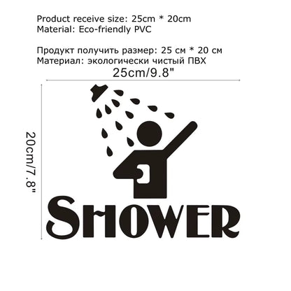 Banyo ve Duşakabin Kapı Sticker Seti | SHOWER Yazılı Dekor - Sticker Master