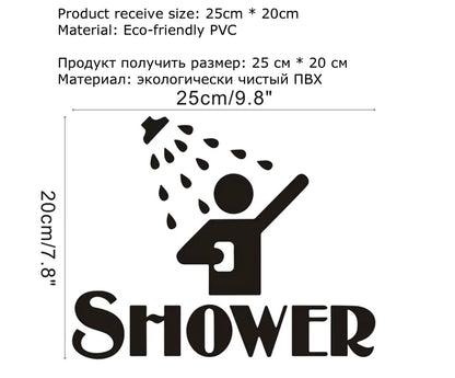 Banyo ve Duşakabin Kapı Sticker Seti | SHOWER Yazılı Dekor - Sticker Master
