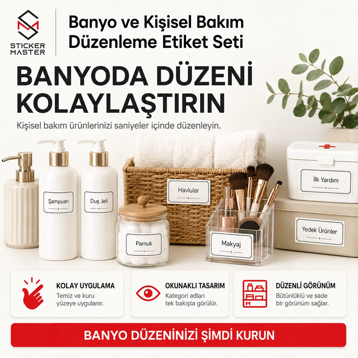 Banyo ve Kisisel Bakim Duzenleme Etiket Seti