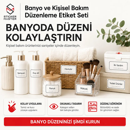 Banyo ve Kisisel Bakim Duzenleme Etiket Seti