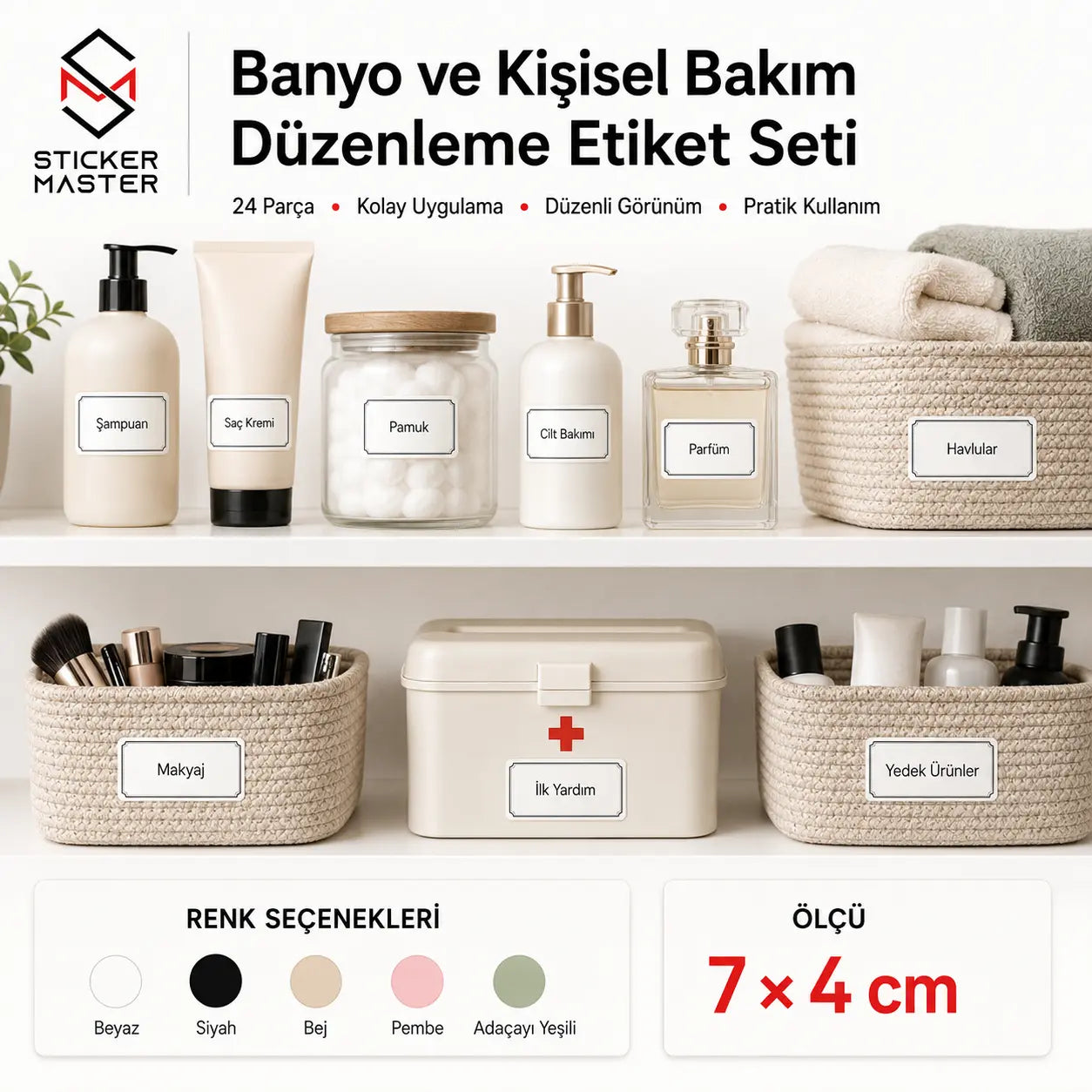 Banyo ve Kisisel Bakim Duzenleme Etiket Seti DETAY