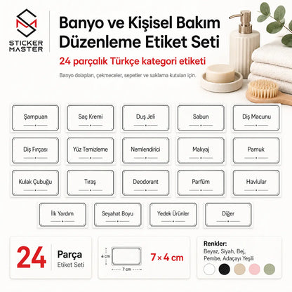 Banyo ve Kisisel Bakim Duzenleme Etiket Seti DETAYlar