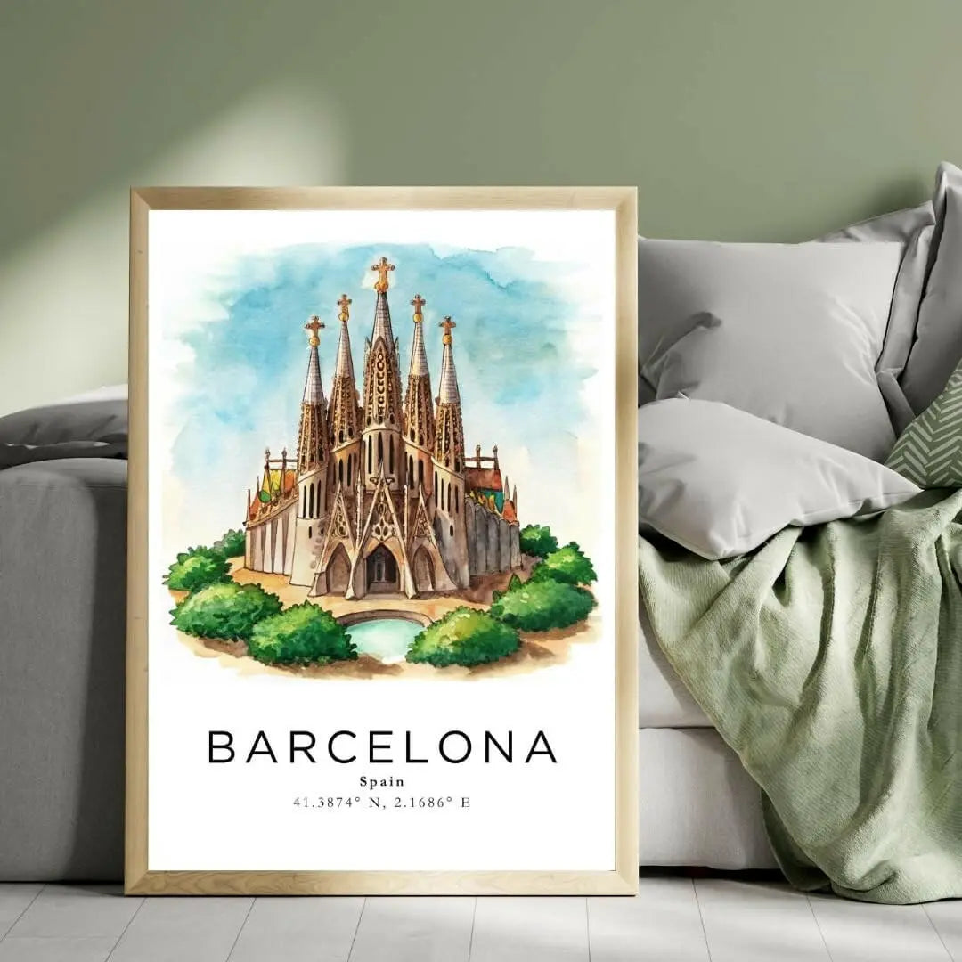 Sticker Master Barcelona Şehir Manzarası Çerçeveli Poster Tablo (30x42 Cm) | Dekoratif Duvar Tablosu | Ev, Ofis Dekoru | Seyahat Temalı Hediye - Sticker Master