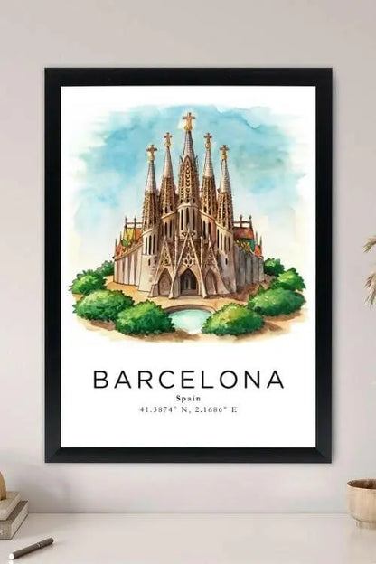 Sticker Master Barcelona Şehir Manzarası Çerçeveli Poster Tablo (30x42 Cm) | Dekoratif Duvar Tablosu | Ev, Ofis Dekoru | Seyahat Temalı Hediye - Sticker Master