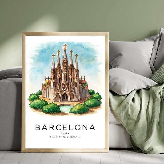 Sticker Master Barcelona Şehir Manzarası Çerçeveli Poster Tablo (30x42 Cm) | Dekoratif Duvar Tablosu | Ev, Ofis Dekoru | Seyahat Temalı Hediye